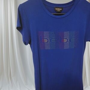 Bebe Royal Blue Tee with Graphic Logo
